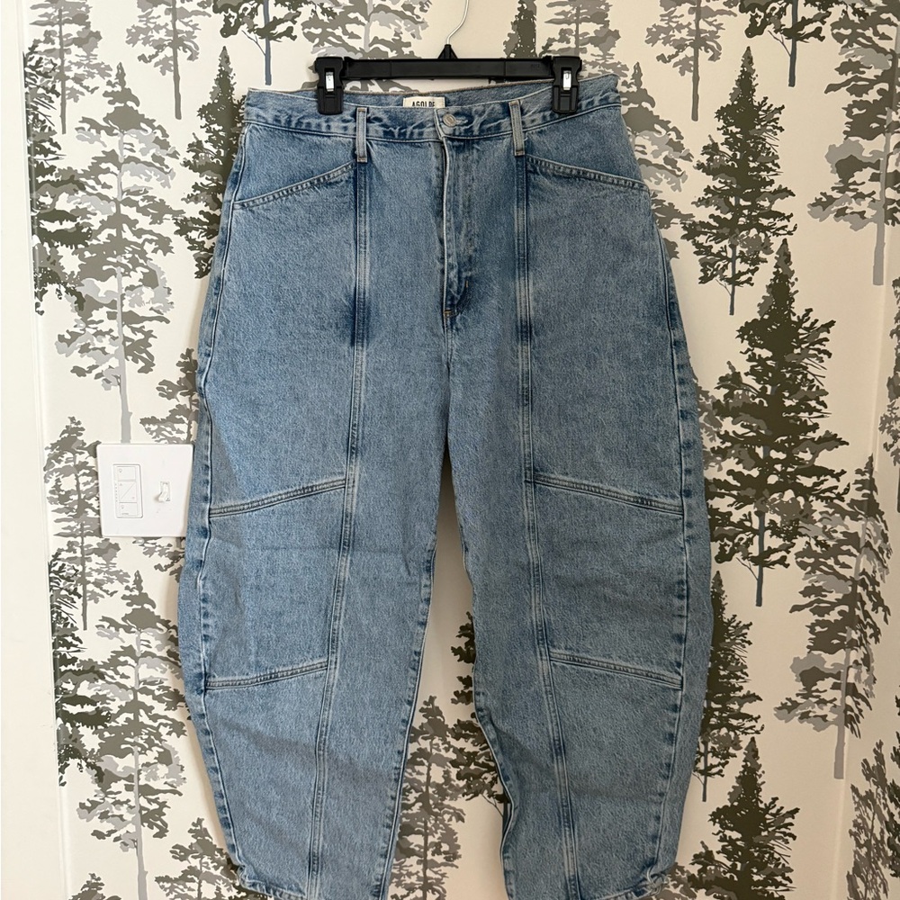 Agolde High Rise Blue Jeans with Seam Details